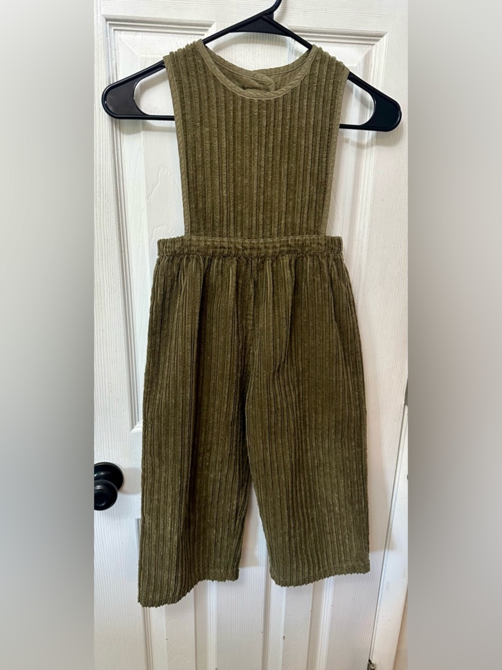 The Simple Fold Corduroy Wide-Leg Jumpsuit in Olive Green